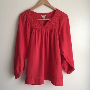 Lucky Brand Raglan Sleeve Tunic SZ S Embroidery